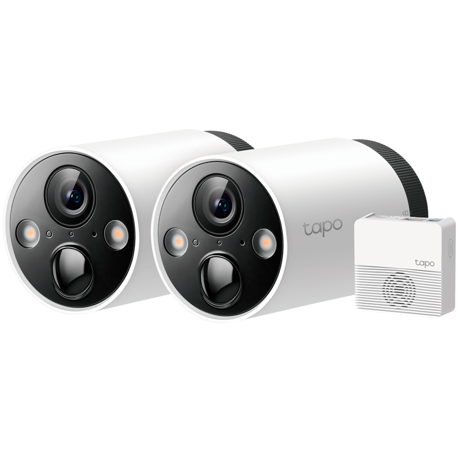 TP-Link C420S2 Smart Wire-Free Security Camera System, 2-Camera System, 2 x Tapo C420, 1 x Tapo H200, 180-day battery life(5200mAh), 2K (2560x1440), 2.4 GHz, IP65, Two-way audio, Remote Control, Tapo App, Local Storage, Smart Detection