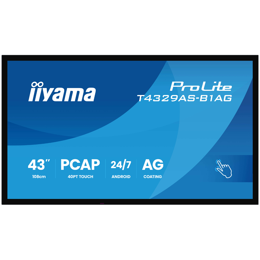 Iiyama T4329AS-B1AG, INTERACTIVE FLAT panel, 108 cm (42.5"), LED, 3840 x 2160 WI-FI, 24/7