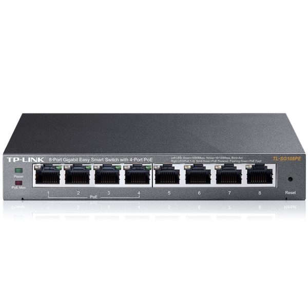 TP-Link TL-SG108PE 8-Port Gigabit Desktop PoE+ Easy Smart Switch, 8 Gigabit RJ45 ports including 4 PoE+ ports, 64W PoE Power…