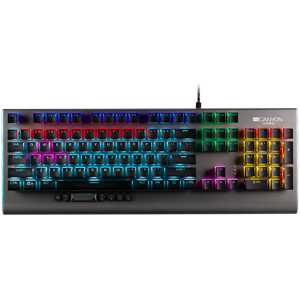 CANYON Interceptor GK-8, Wired multimedia gaming keyboard with lighting effect, 20pcs rainbow LED & 19pcs RGB light, Numbers…