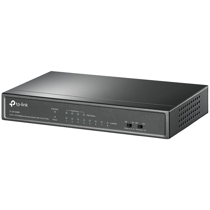 Switch TP-Link Tl-SF1008P, 8-port 10/100Mbps Desktop PoE Switch, 8 10/100Mbps RJ45 ports including 4 PoE ports, 57W PoE Power supply, steel case Switch TP-Link Tl-SF1008P, 8-port 10/100Mbps Desktop PoE Switch, 8 10/100Mbps RJ45 ports including 4 PoE ports, 57W PoE Power supply, steel case - Image 1