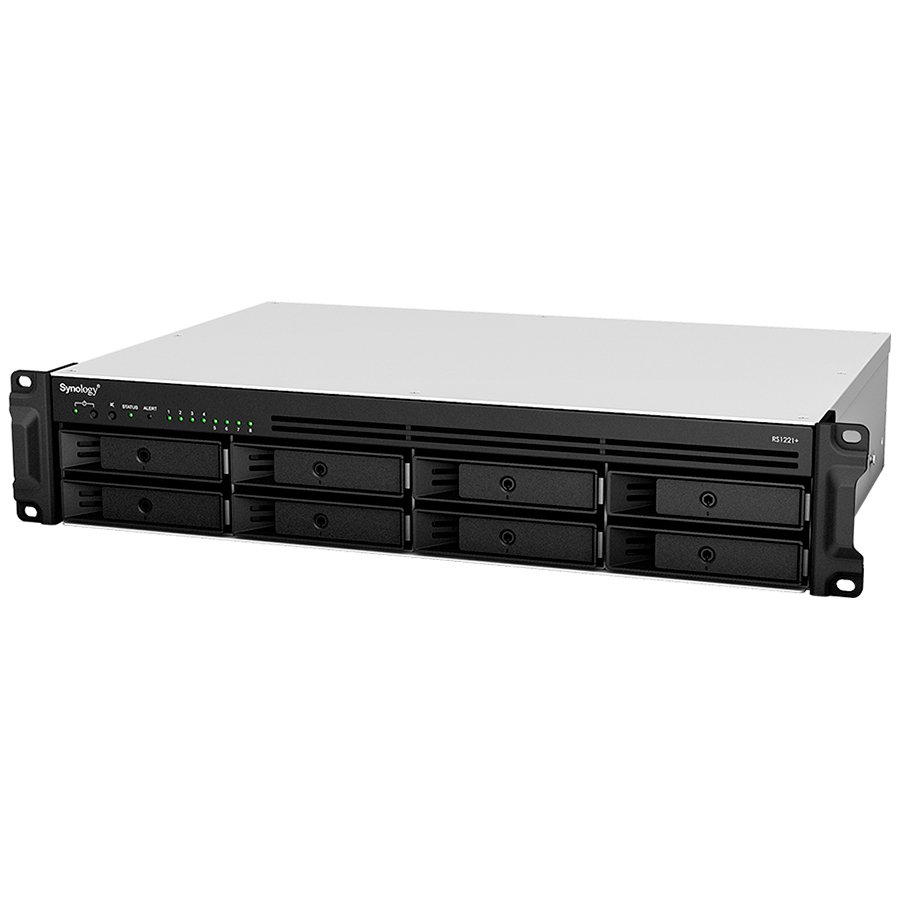 Synology RackStation RS1221+; Rack 2U, 8-bay 3.5''/2.5" SATA HDD/SSD, AMD Ryzen V1500B 4-core 2.2GHz; 4GB DDR4 ECC SODDIM,2x Memory slots; 4x RJ-45 1GbE LAN Port; 2xUSB 3.2; eSATA port; PCI Gen2x8 slot (x4 link); 6.9 kg; 3yr wrnty Synology RackStation RS1221+; Rack 2U, 8-bay 3.5''/2.5" SATA HDD/SSD, AMD Ryzen V1500B 4-core 2.2GHz; 4GB DDR4 ECC SODDIM,2x Memory slots; 4x RJ-45 1GbE LAN Port; 2xUSB 3.2; eSATA port; PCI Gen2x8 slot (x4 link); 6.9 kg; 3yr wrnty - Image 1