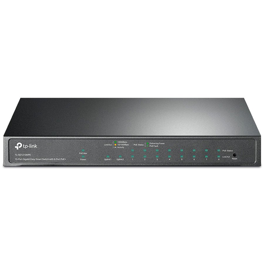 TP-Link TL-SG1210MPE 10-Port Gigabit Easy Smart Switch with 8-Port PoE+, 8× Gigabit PoE+ Ports, 2x Gigabit Non-PoE Ports, 1× Combo Gigabit SFP Slot, 123 W PoE Power,Desktop Steel Case,MTU/Port/Tag-based VLAN,QoS,IGMP Snooping,Web/Utility Management TP-Link TL-SG1210MPE 10-Port Gigabit Easy Smart Switch with 8-Port PoE+, 8× Gigabit PoE+ Ports, 2x Gigabit Non-PoE Ports, 1× Combo Gigabit SFP Slot, 123 W PoE Power,Desktop Steel Case,MTU/Port/Tag-based VLAN,QoS,IGMP Snooping,Web/Utility Management - Image 1