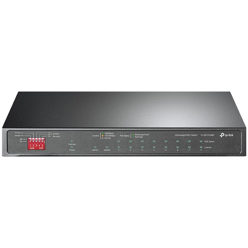 TP-LINK 10-Port Gigabit Desktop Switch with 8-Port PoE+PORT: 8× Gigabit PoE+ Ports, 2x Gigabit Non-PoE Ports, 1× Combo…