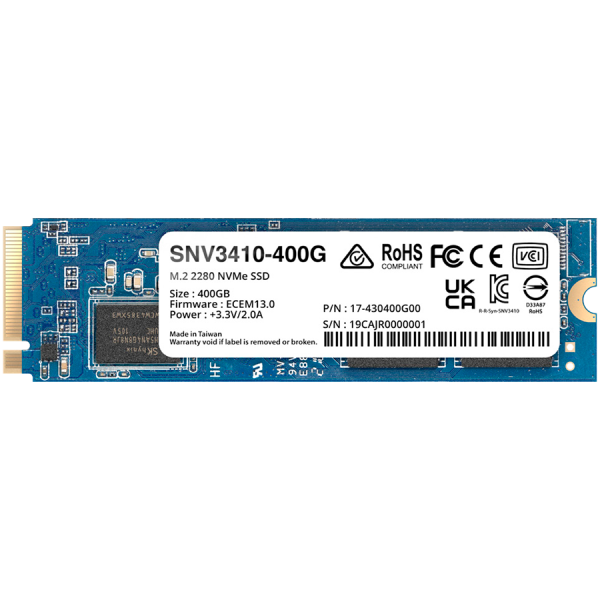 Synology SNV3410 400GB Enterprise NVMe m.2 2280 SSD, NVMe PCIe 3.0 x4, Read/Write(128 KB, QD32) 3,000 /750 MB/s, MTBF : 1.8…