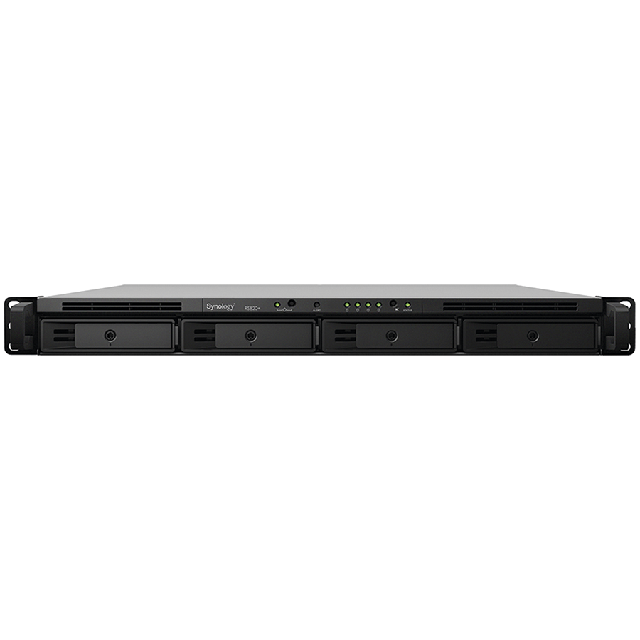 Synology RackStation RS822RP+; Rack 1U; AMD Ryzen V1500B 4-core 2.2 GHz; 2 GB DDR4 ECC SODIMM; 4x 3.5”/2.5” HDD bays; 4x RJ-45 1GbE LAN Port; 2x USB 3.2 Gen 1 Port; eSATA Port; redundant power supply, 3yr warranty Synology RackStation RS822RP+; Rack 1U; AMD Ryzen V1500B 4-core 2.2 GHz; 2 GB DDR4 ECC SODIMM; 4x 3.5”/2.5” HDD bays; 4x RJ-45 1GbE LAN Port; 2x USB 3.2 Gen 1 Port; eSATA Port; redundant power supply, 3yr warranty - Image 1