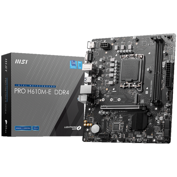 MSI PRO H610M-E DDR4, Micro-ATX, Socket 1700, Dual Channel DDR4 3200(OC)MHz, 1x PCIe x16 slots, 1x M.2 slots, 1x HDMI, 1 x…