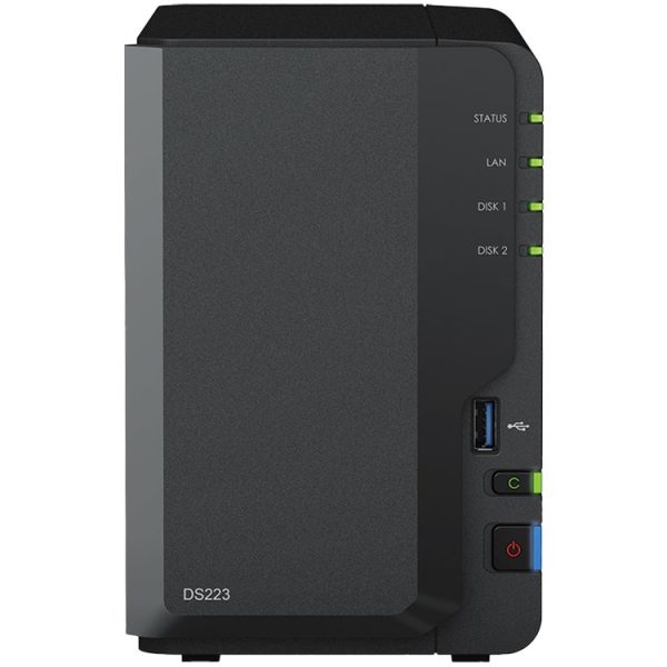 Synology DiskStation DS223, Tower, 2-bays 3.5'' SATA HDD/SSD, CPU 4-core 1.7 GHz, 2 GB DDR4 non-ECC, RJ-45 1GbE LAN Port, 3…