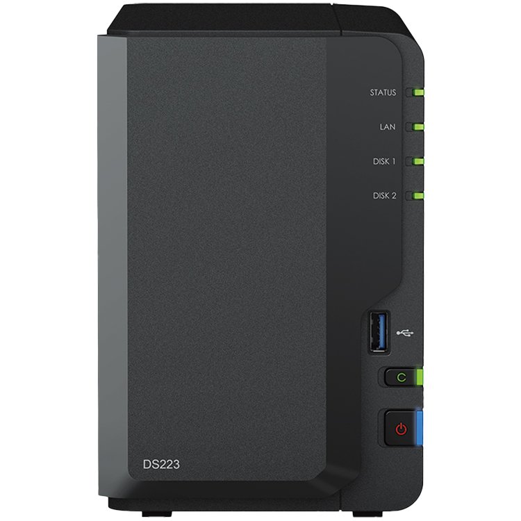 Synology DiskStation DS223, Tower, 2-bays 3.5'' SATA HDD/SSD, CPU 4-core 1.7 GHz, 2 GB DDR4 non-ECC, RJ-45 1GbE LAN Port, 3 x USB 3.2 Gen 1 Port, 1.28 kg, 2y Synology DiskStation DS223, Tower, 2-bays 3.5'' SATA HDD/SSD, CPU 4-core 1.7 GHz, 2 GB DDR4 non-ECC, RJ-45 1GbE LAN Port, 3 x USB 3.2 Gen 1 Port, 1.28 kg, 2y - Image 1