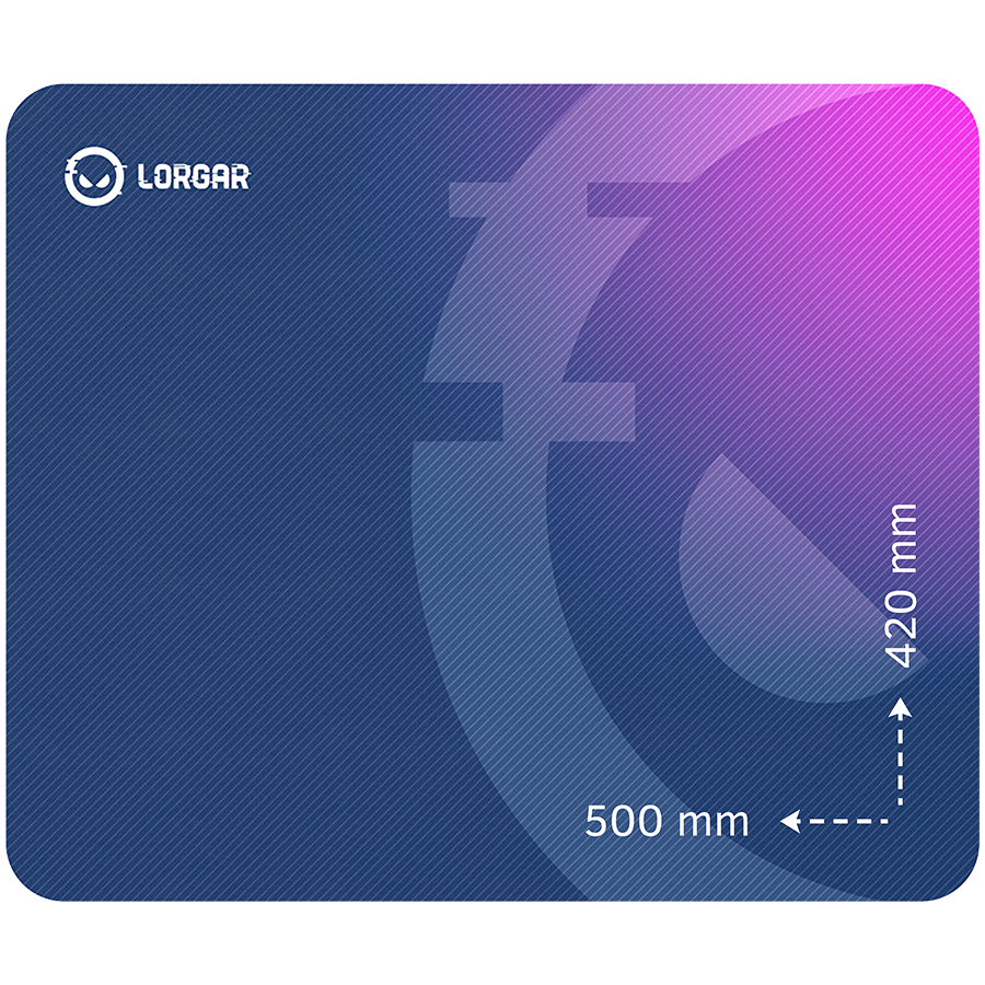 Lorgar Main 135, Gaming mouse pad, High-speed surface, Purple anti-slip rubber base, size: 500mm x 420mm x 3mm, weight 0.41kg Lorgar Main 135, Gaming mouse pad, High-speed surface, Purple anti-slip rubber base, size: 500mm x 420mm x 3mm, weight 0.41kg - Image 1