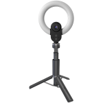LORGAR Circulus 910, Streaming web camera, 5MP 2592X1944 max resolution, up to 60fps, 1/2.8", Sony STARVIS CMOS image sensor, full glass lens, 5.5'' built-in ring light (1700-14 000K), foldable tripod, auto focus, dual microphones with AI noise reduction, USB Type C, size: 470*133*115mm, 0.525kg, black+white