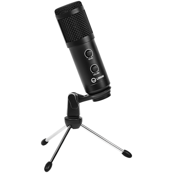 LORGAR Soner 313, Gaming Microphones, Black, USB condenser microphone with Volume Knob & Echo Kob, including 1x Microphone…