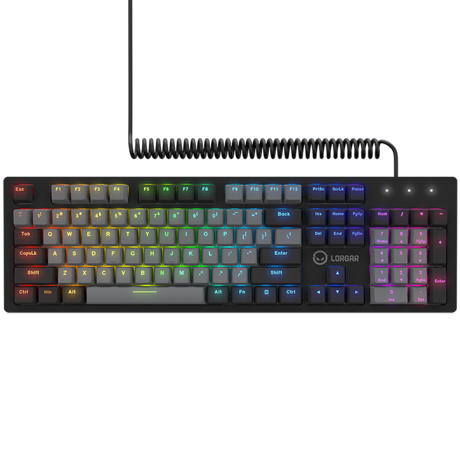 LORGAR Azar 514, Wired mechanical gaming keyboard, RGB backlight, 1680000 colour variations, 18 modes, keys number: 104, 50M clicks, linear dream switches, spring cable up to 3.4m, ABS plastic+metal, magnetic cover, 450*136*39mm, 1.17kg, black, EN layout LORGAR Azar 514, Wired mechanical gaming keyboard, RGB backlight, 1680000 colour variations, 18 modes, keys number: 104, 50M clicks, linear dream switches, spring cable up to 3.4m, ABS plastic+metal, magnetic cover, 450*136*39mm, 1.17kg, black, EN layout - Image 1