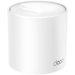 TP-Link Deco X10 (1-pack) AX1500 Whole Home Mesh Wi-Fi 6 System, 300 Mbps at 2.4 GHz + 1201 Mbps at 5 GHz,Internal Antennas, 2× Gigabit Ports (WAN/LAN auto-sensing),Deco App, Router/AP Mode, IPv6, IPTV, Parental Controls, QoS, OFDMA, MU-MIMO, WPA3