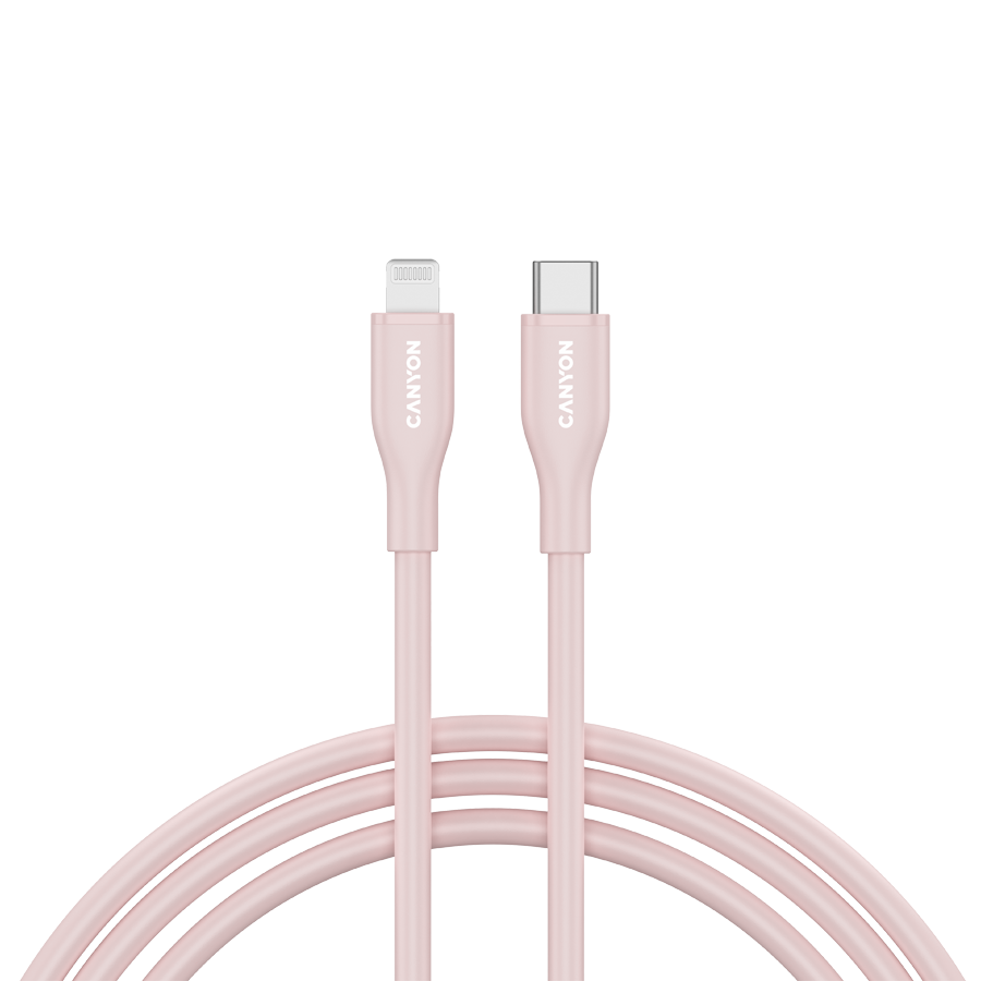 CANYON cable CLNM60 C-L 60W MFI 1m Silicon Pink CANYON cable CLNM60 C-L 60W MFI 1m Silicon Pink - Image 1