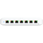Ubiquiti USW-Ultra-210W-EU compact, Layer 2, 8-port GbE PoE switch with versatile mounting options, 7x GbE PoE+ output ports, GbE port with optional PoE++ input, 202W PoE availability with the included AC power adapter