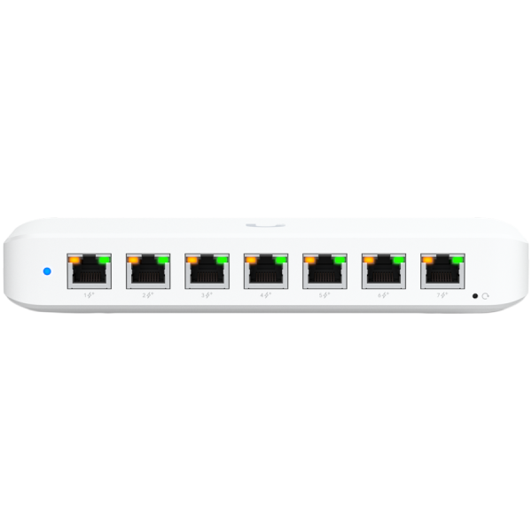 Ubiquiti USW-Ultra-210W-EU compact, Layer 2, 8-port GbE PoE switch with versatile mounting options, 7x GbE PoE+ output…