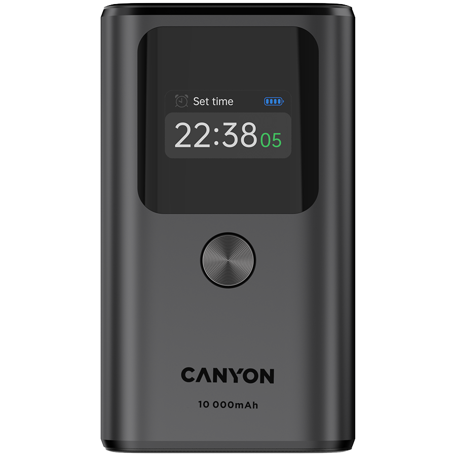 CANYON power bank OnPower 130 TFT 10000 mAh PD30W Dark Grey CANYON power bank OnPower 130 TFT 10000 mAh PD30W Dark Grey - Image 1