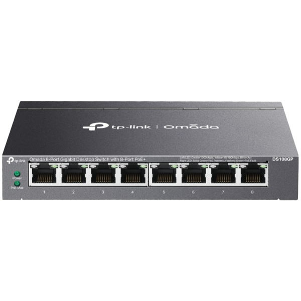 TP-LINK Omada 8-Port Gigabit Desktop Switch with 8-Port PoE+ 8× Gigabit PoE+ Ports 802.3af/at, 64 W PoE Power, Desktop Steel…