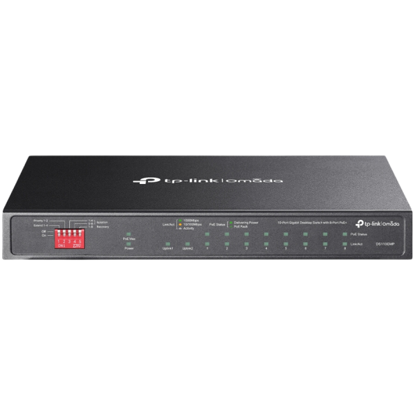 TP-LINK Omada 10-Port Gigabit Desktop Switch with 8-Port PoE+ 8× Gigabit PoE+ Ports, 2x Gigabit Non-PoE Ports, 1× Combo…