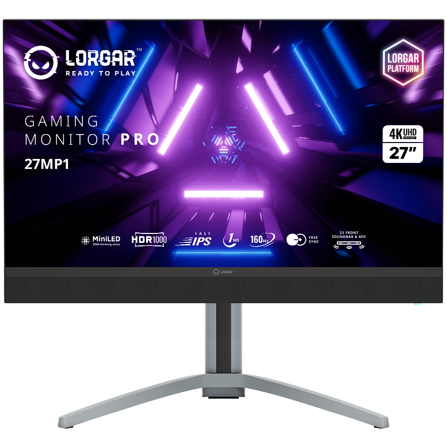 LORGAR 27MP1, UHD MiniLED Gaming Monitor Pro, 27'' (3840*2160) fast IPS flat monitor, black/milky grey LORGAR 27MP1, UHD MiniLED Gaming Monitor Pro, 27'' (3840*2160) fast IPS flat monitor, black/milky grey - Image 1