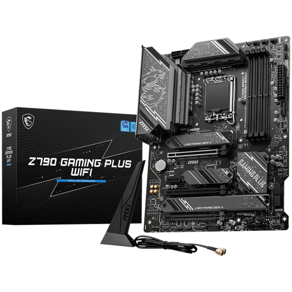 MSI Z790 GAMING PLUS WIFI Motherboard ATX - Supports Intel Core 12/13/14th Gen Processors, LGA 1700, DDR5 Boost (7200+MHz/OC), 3 x PCIe 4.0 x16, 2 x PCIe 3.0 x1, 3 x M.2 Gen4, 2.5Gbps LAN, Wi-Fi 6E MSI Z790 GAMING PLUS WIFI Motherboard ATX - Supports Intel Core 12/13/14th Gen Processors, LGA 1700, DDR5 Boost (7200+MHz/OC), 3 x PCIe 4.0 x16, 2 x PCIe 3.0 x1, 3 x M.2 Gen4, 2.5Gbps LAN, Wi-Fi 6E - Image 1