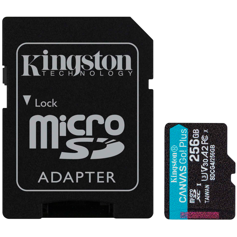 Kingston 256GB microSDXC Canvas Go Plus Gen4 200MB/s A2 U3 V30 Card + Adapter Kingston 256GB microSDXC Canvas Go Plus Gen4 200MB/s A2 U3 V30 Card + Adapter - Image 1