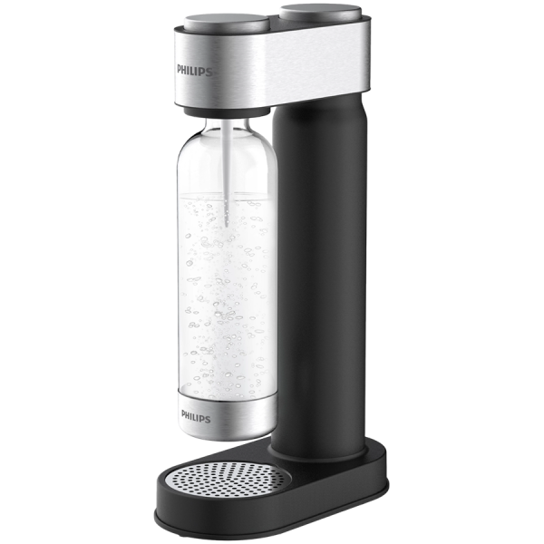 PHILIPS GoZero sparkling water maker ADD4902BK/10, manual, steel trim, 1 L bottle, black