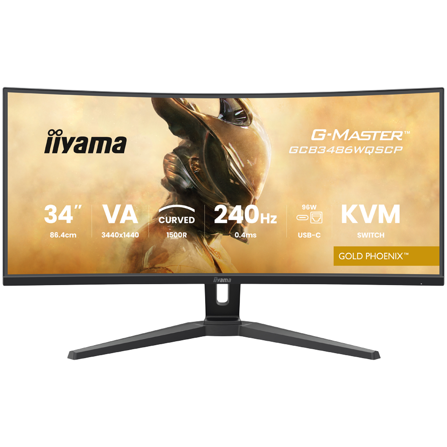 34" UW VA-panel, Curved Gaming 1500R,G-Master Gold Phoenix, 3440x1440-240Hz (21:9),0,4ms (MPRT),500cdm HDR400,FreeSync Premium,Speakers,2xHDMI (2.1) VRR/ALLM,2xDisplayPort, USB-C DOCK (LAN/KVM/95W PD),USB 2x3,2+1xC, PIP/PBP,13cm Height Adj. Stand 34" UW VA-panel, Curved Gaming 1500R,G-Master Gold Phoenix, 3440x1440-240Hz (21:9),0,4ms (MPRT),500cdm HDR400,FreeSync Premium,Speakers,2xHDMI (2.1) VRR/ALLM,2xDisplayPort, USB-C DOCK (LAN/KVM/95W PD),USB 2x3,2+1xC, PIP/PBP,13cm Height Adj. Stand - Image 1