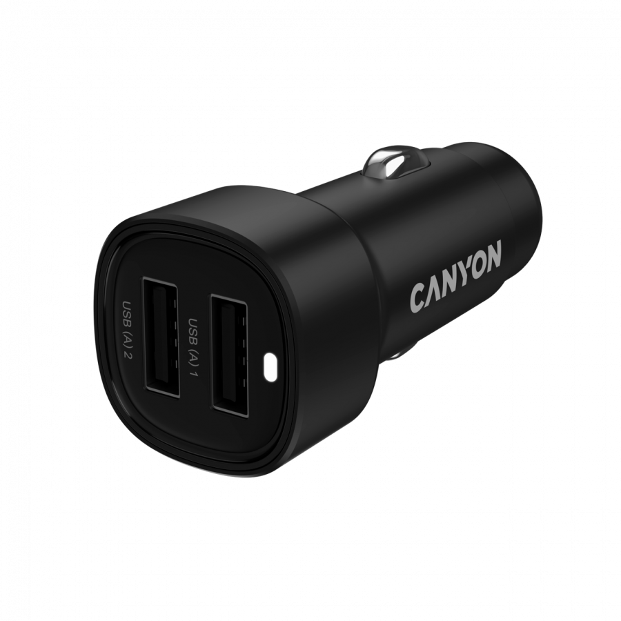 CANYON car charger OnDrive 24 24W 2xUSB-A Black CANYON car charger OnDrive 24 24W 2xUSB-A Black - Image 1