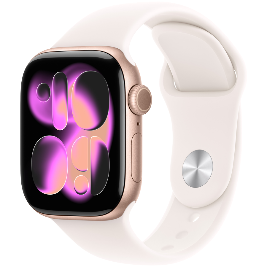 Apple Watch Series 11 GPS 42mm Rose Gold Aluminium Case with Light Blush Sport Band - S/M,Model A3331 Apple Watch Series 11 GPS 42mm Rose Gold Aluminium Case with Light Blush Sport Band - S/M,Model A3331 - Image 1