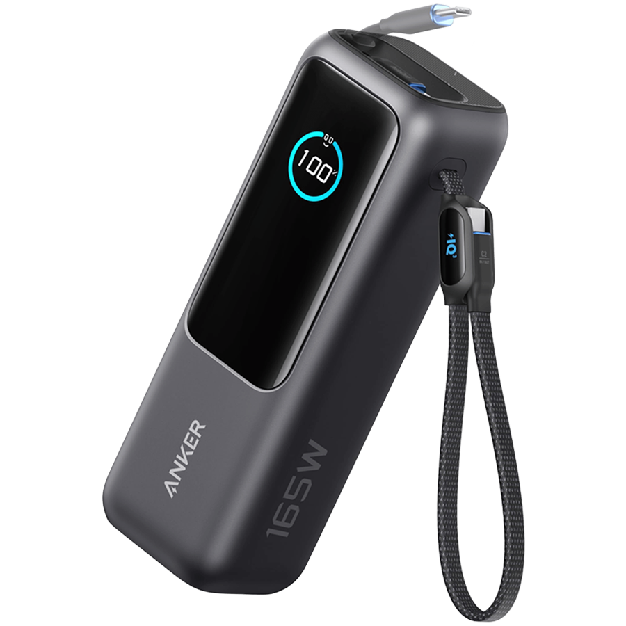 Anker Power Bank (25K, 165W, Built-In USB-C and Retractable Cable) Black Anker Power Bank (25K, 165W, Built-In USB-C and Retractable Cable) Black - Image 1