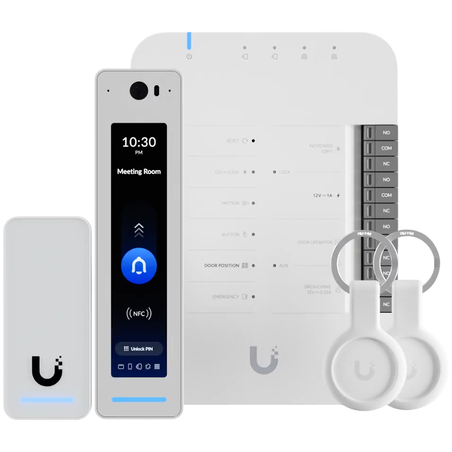 Ubiquity UA-G3-SK-Pro Starter kit that provides complete entry and exit control for a single door with two readers and Apple Touch Pass support, Door Hub, G3 Reader Pro, G3 Reader for door exit, or entry for an additional door, 2x Pocket Keyfobs Ubiquity UA-G3-SK-Pro Starter kit that provides complete entry and exit control for a single door with two readers and Apple Touch Pass support, Door Hub, G3 Reader Pro, G3 Reader for door exit, or entry for an additional door, 2x Pocket Keyfobs - Image 1