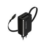 CANYON charger OnCharge 65RC Build-In Cable USB-C 65W 1xPD 1xQC EU Black
