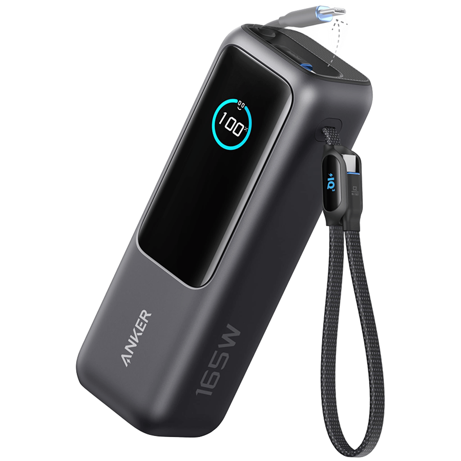 Anker Power Bank (25K, 165W, Built-In USB-C and Retractable Cable) Silver Anker Power Bank (25K, 165W, Built-In USB-C and Retractable Cable) Silver - Image 1