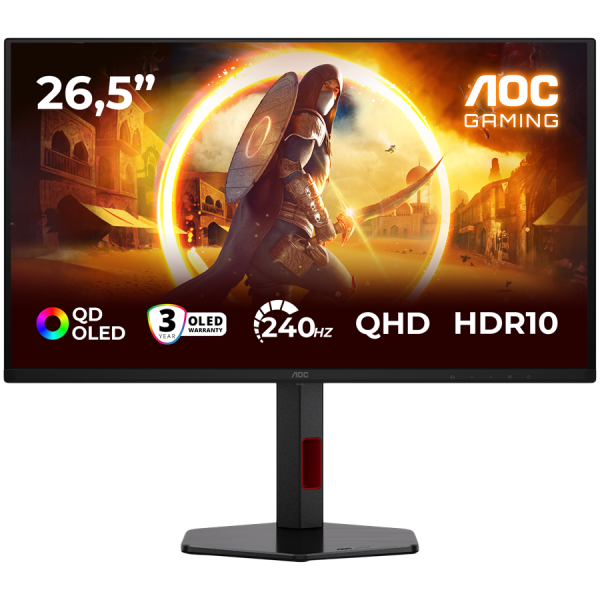 AOC Monitor Gaming OLED Q27G4ZDR 27" (26.5 viewable), QHD (2560x1440), QD-OLED, 240Hz, 0.03ms, 400 cd/m2, Adaptive Sync…
