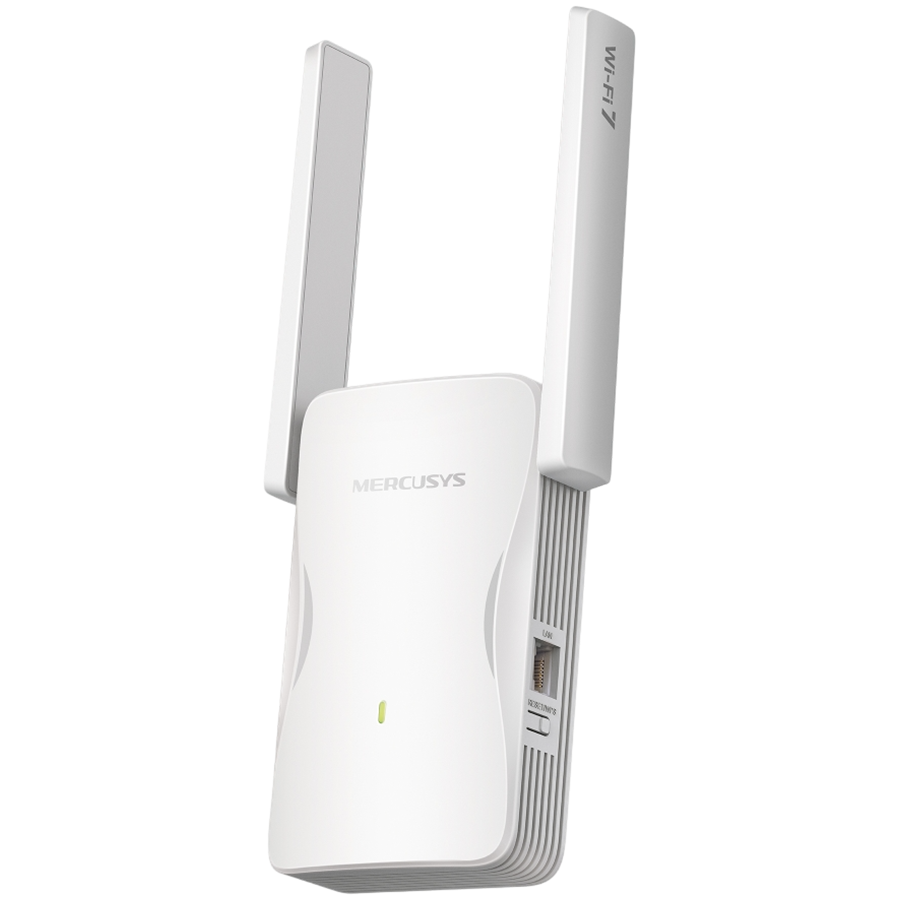 Mercusys ME25BE BE3600 Wi-Fi 7 Range Extender, 688 Mbps at 2.4 GHz + 2882 Mbps at 5 GHz, 2x Fixed External Antennas, 1x Gigabit Port, MERCUSYS APP, WPS/Reset Button, Signal Indicator, Range Extender/Access, Adaptive Path Selection, Access Control Mercusys ME25BE BE3600 Wi-Fi 7 Range Extender, 688 Mbps at 2.4 GHz + 2882 Mbps at 5 GHz, 2x Fixed External Antennas, 1x Gigabit Port, MERCUSYS APP, WPS/Reset Button, Signal Indicator, Range Extender/Access, Adaptive Path Selection, Access Control - Image 1