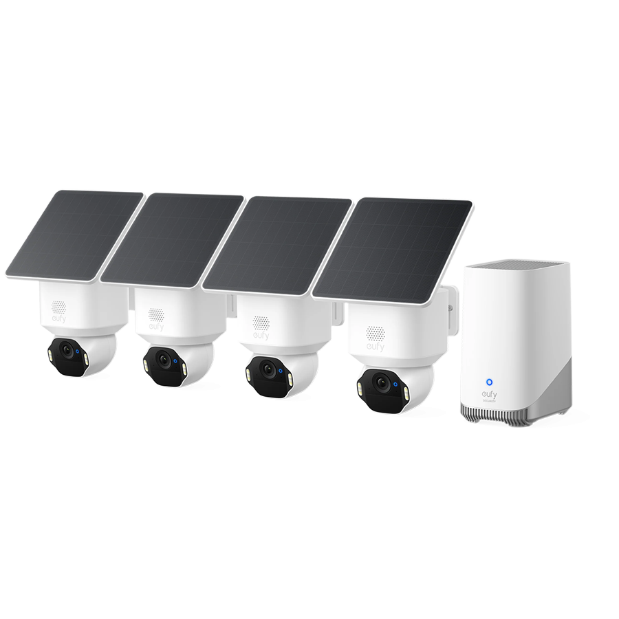 Anker, eufy SoloCam E42 4xCam+1xHomeBase3+4xSolarPanel White, Ultra HD 4K, AI Motion Detection and Smart Tracking, 360 Viewing, IP 65, No Monthly Fee Anker, eufy SoloCam E42 4xCam+1xHomeBase3+4xSolarPanel White, Ultra HD 4K, AI Motion Detection and Smart Tracking, 360 Viewing, IP 65, No Monthly Fee - Image 1