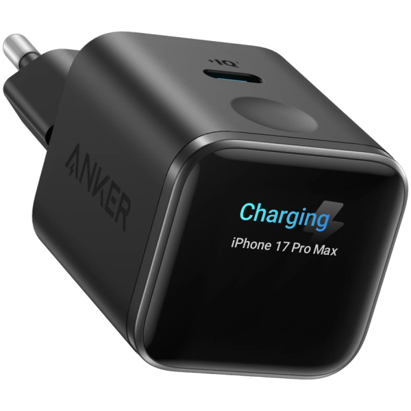 Anker Nano Charger (45W, Smart Display) Black, Smart iPhone Recognition With Care Mode, 45W Max Fast Charging with Smart…
