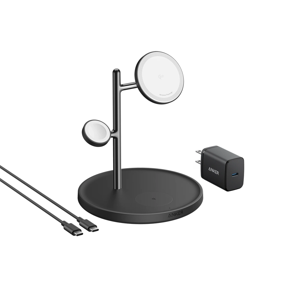 Anker MagGo Wireless Charging Station (15W, 3-in-1 Stand) with cable and charger bundle Anker MagGo Wireless Charging Station (15W, 3-in-1 Stand) with cable and charger bundle - Image 1