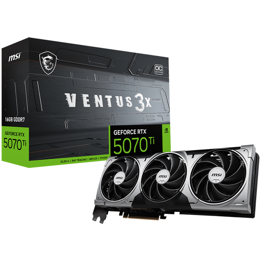 MSI Ventus GeForce RTX 5070 Ti 16GB GDDR7 PCI Express 5.0 Graphics Card RTX 5070 TI 16G VENTUS 3X OC MSI Ventus GeForce RTX 5070 Ti 16GB GDDR7 PCI Express 5.0 Graphics Card RTX 5070 TI 16G VENTUS 3X OC - Image 1