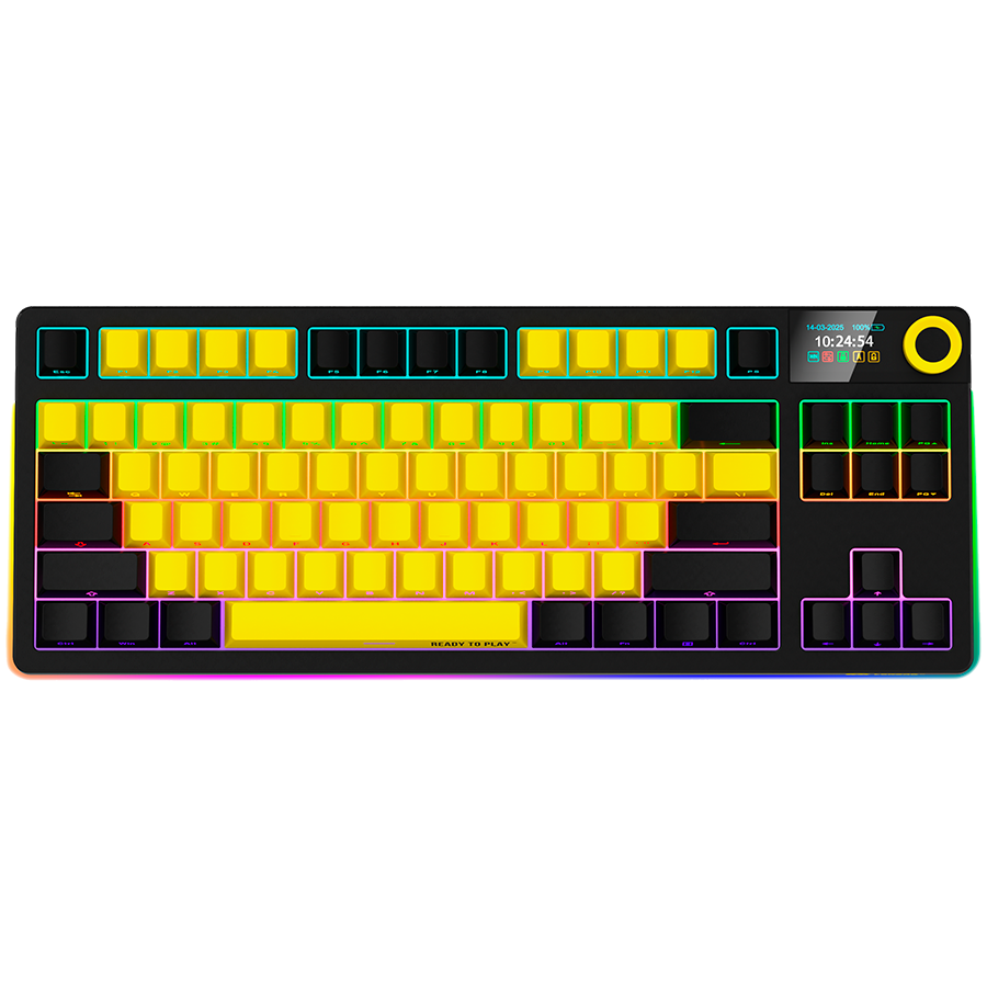 LORGAR KBP70TKLW, Wireless TKL Mechanical Gaming Keyboard Pro, Black/yellow, EN layout LORGAR KBP70TKLW, Wireless TKL Mechanical Gaming Keyboard Pro, Black/yellow, EN layout - Image 1