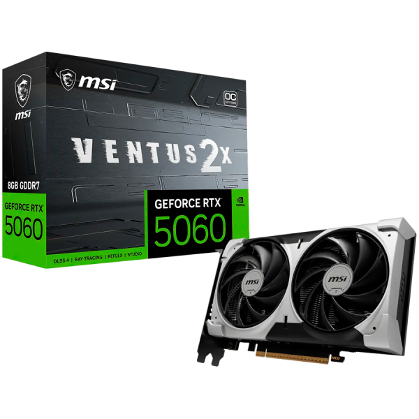 MSI Video Card NVIDIA GeForce RTX 5060 8G VENTUS 2X OC V1 (8GB GDDR7/128bit, 3xDP, 1xHDMI, PCIe Gen 5 x16, Recommended PSU…