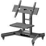 ONKRON Tilting Mobile TV Stand for 32'' – 70 Inch LCD LED OLED TV Screens & Touch Panels Rolling TV Cart on Wheels with Shelf, Black