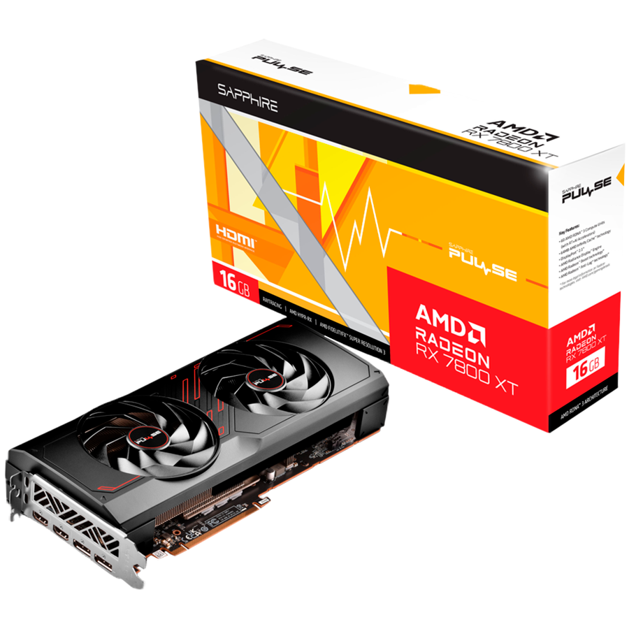 SAPPHIRE PULSE AMD RADEON RX 7800 XT GAMING 16GB GDDR6 DUAL HDMI / DUAL DP SAPPHIRE PULSE AMD RADEON RX 7800 XT GAMING 16GB GDDR6 DUAL HDMI / DUAL DP - Image 1