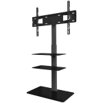 ONKRON Universal Floor TV Stand Tempered Glass Base and Shelves for 32-65'' TVs, Black