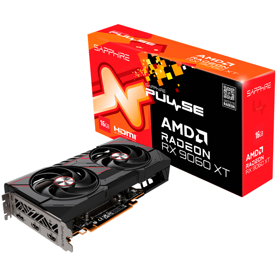 SAPPHIRE PULSE AMD RADEON RX 9060 XT GAMING OC 16GB DUAL HDMI / DP SAPPHIRE PULSE AMD RADEON RX 9060 XT GAMING OC 16GB DUAL HDMI / DP - Image 1