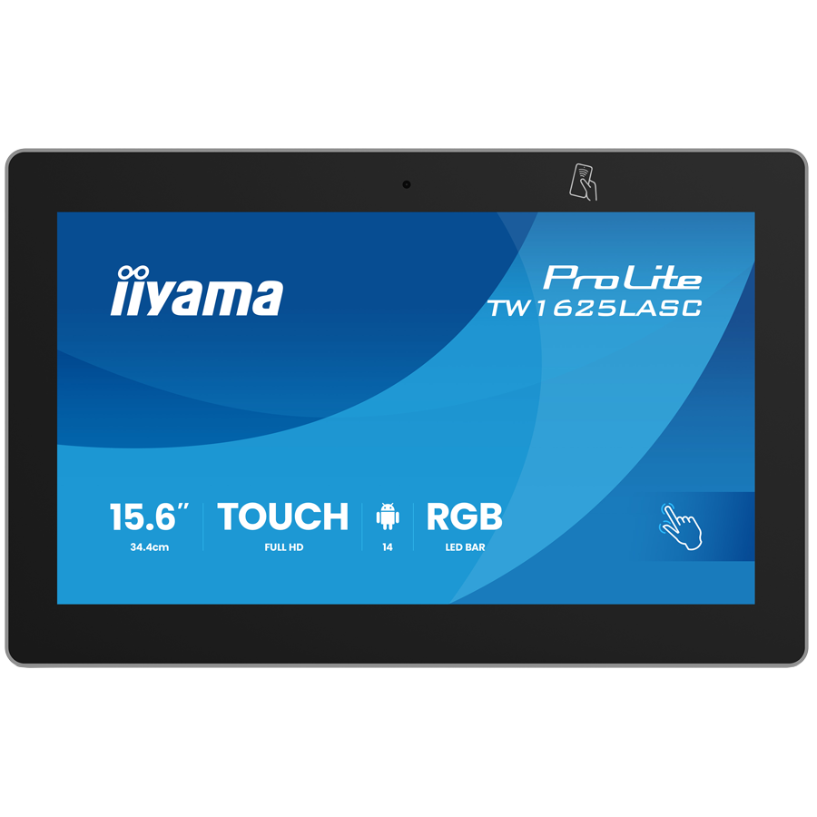 ProLite TW1625LASC-B3PNR 15.6 PCAP 10pt touch, IPS, 1920x1280, 450 cd/m2, 1000:1, 20 ms, USB x3, RJ45, 178/178, 89/89, PoE, NFC/RFID reader, RGB LED bar, Android 14 ProLite TW1625LASC-B3PNR 15.6 PCAP 10pt touch, IPS, 1920x1280, 450 cd/m2, 1000:1, 20 ms, USB x3, RJ45, 178/178, 89/89, PoE, NFC/RFID reader, RGB LED bar, Android 14 - Image 1